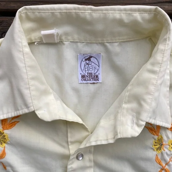 The hustler collection pearl snap vintage button down shirt embroidered - Picture 2 of 8